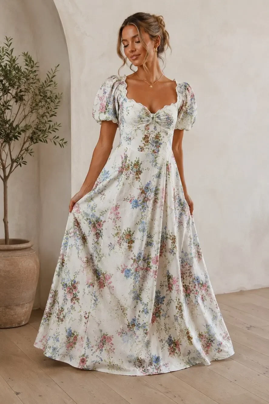 Altar’d State Floral Puff Sleeve Maxi Dress Size Small msrp 99 - Picture 1 of 16
